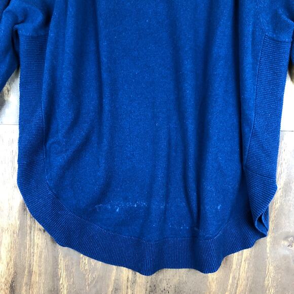 Express Women Sweatshirt Blue Cold Shoulder 3/4 Slit Sleeve Boat Neck Cocoon M - Picture 4 of 14